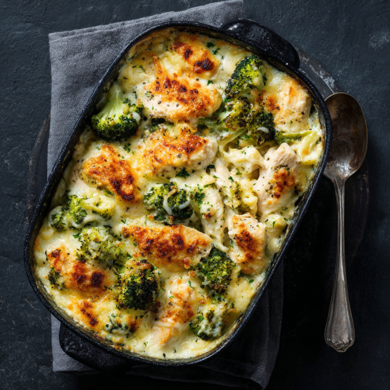 Keto Chicken Alfredo Broccoli Bake