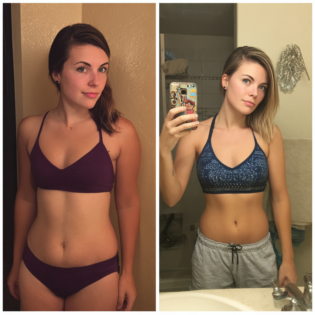 belly fat transformation woman at home