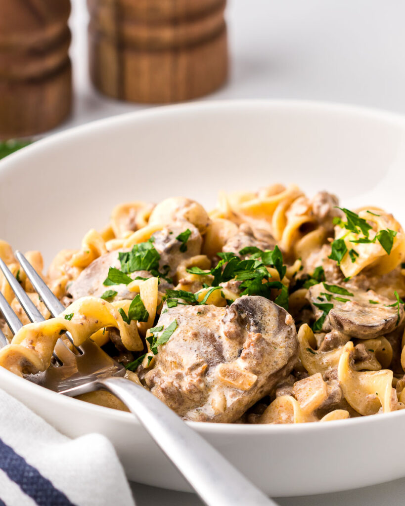 keto beef stroganoff with cabbage