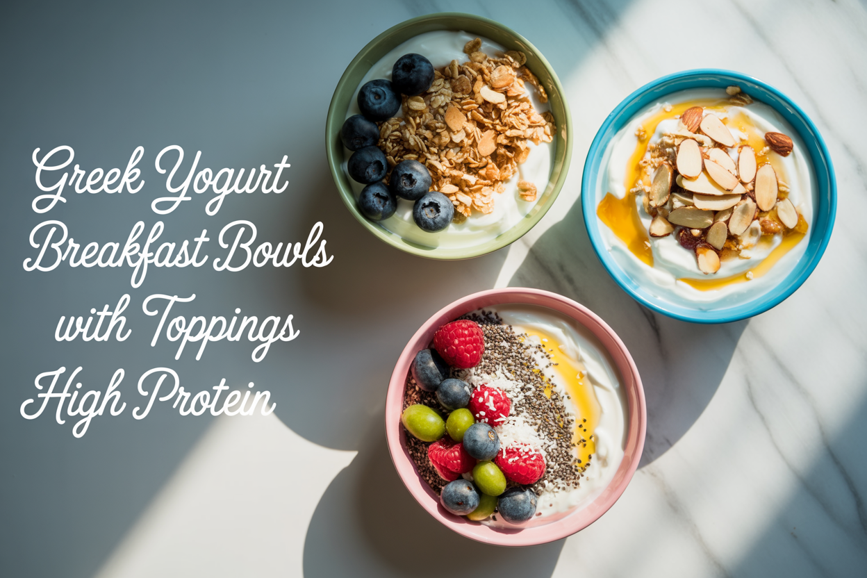 greek yogurt breakfast bowls with toppings high protein