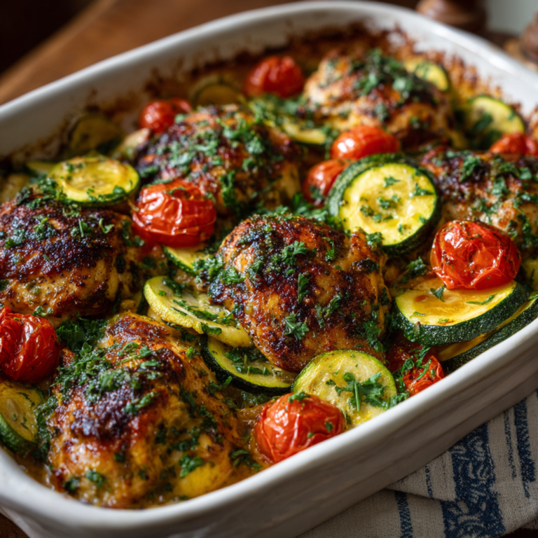Mediterranean Chicken Zucchini Bake