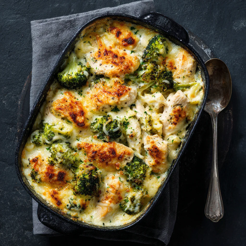 Keto Chicken Alfredo Broccoli Bake