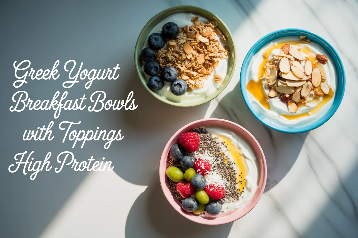 greek yogurt breakfast bowls with toppings high protein