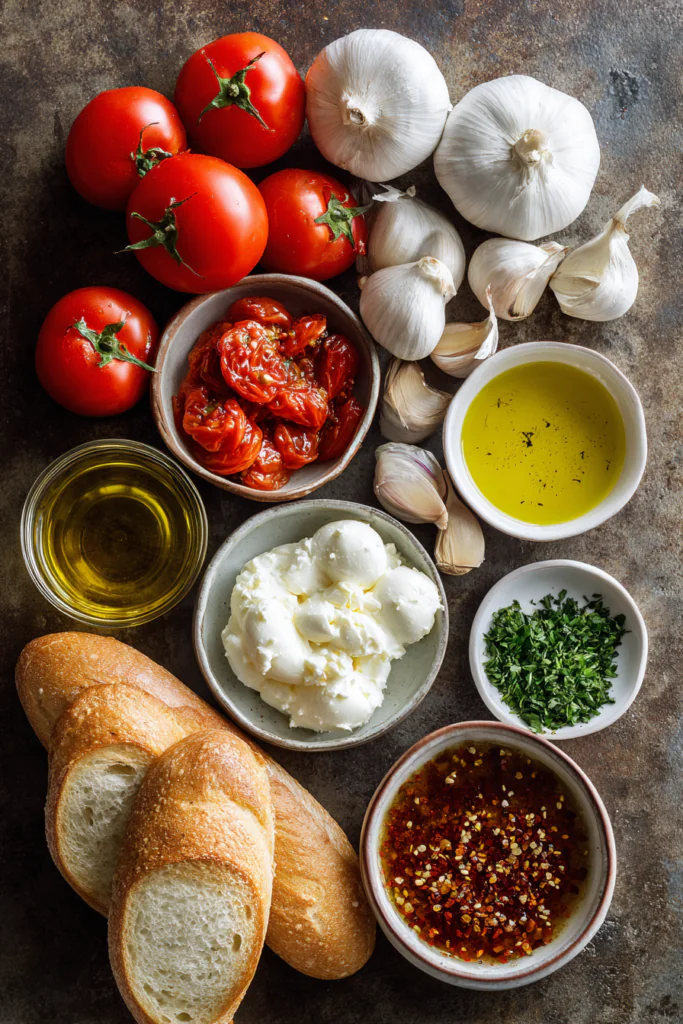 Bruschetta Dip Recipe with ingredients