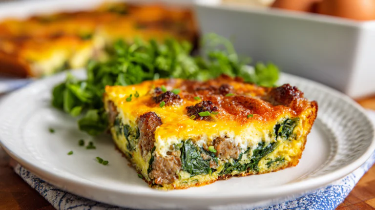Sausage & Egg Keto Breakfast Casserole with Spinach