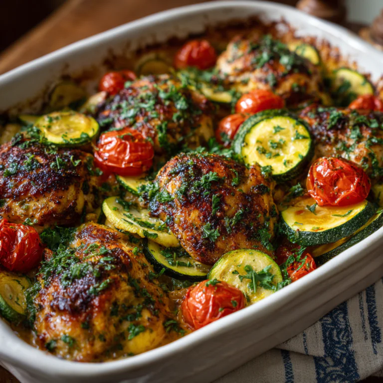 Mediterranean Chicken Zucchini Bake